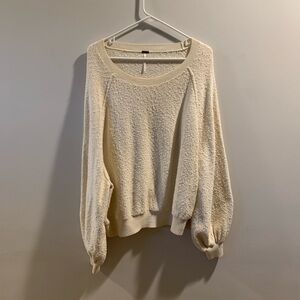 Free People Cream Textured Sweater